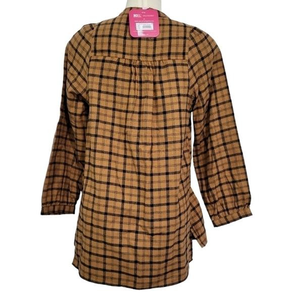Isabel Maternity by Ingrid & Isabel Brown Flannel Plaid Maternity Blouse Size S - Picture 3 of 6